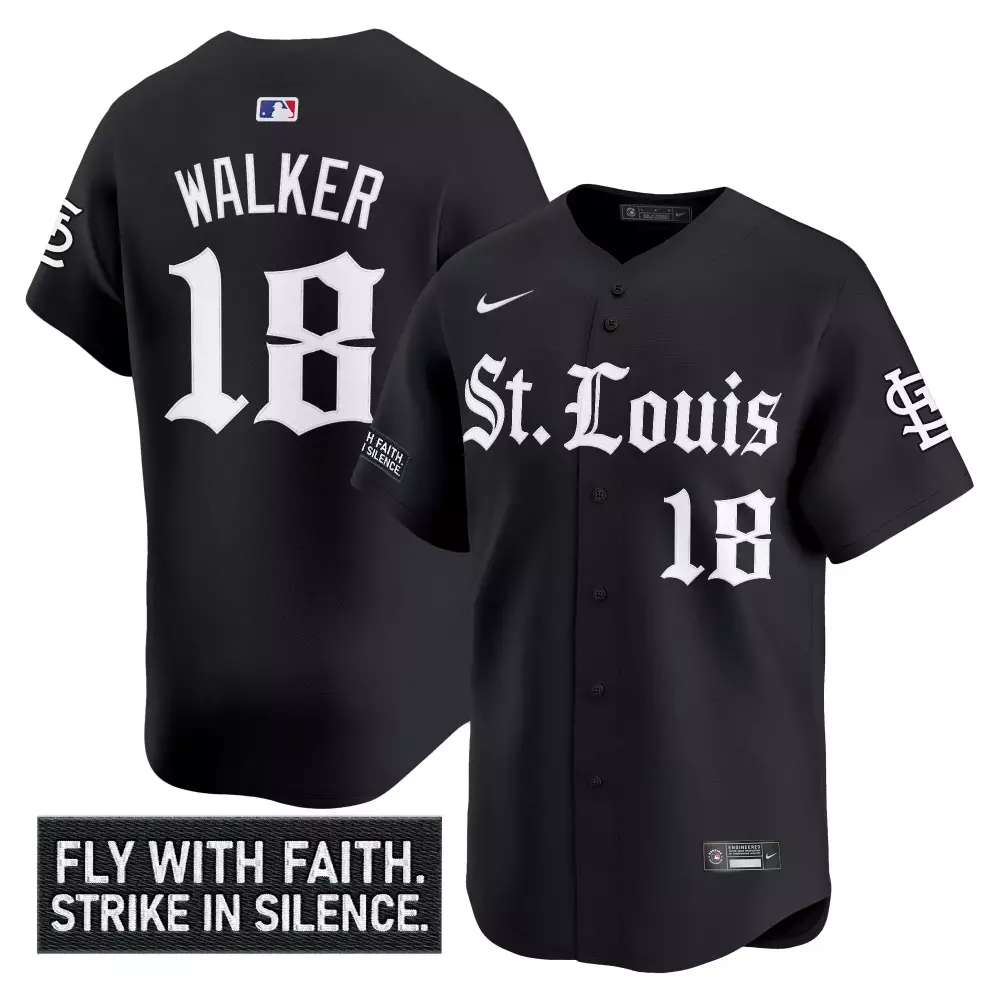 Walker 18 St. Louis Cardinals Jersey Black Faith Strike Silence Men White Vapor Embroidered