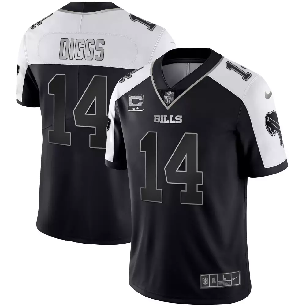 Stefon Diggs 14 Bills Jersey Black Men White Silver Alternate Vapor Limited All Stitched