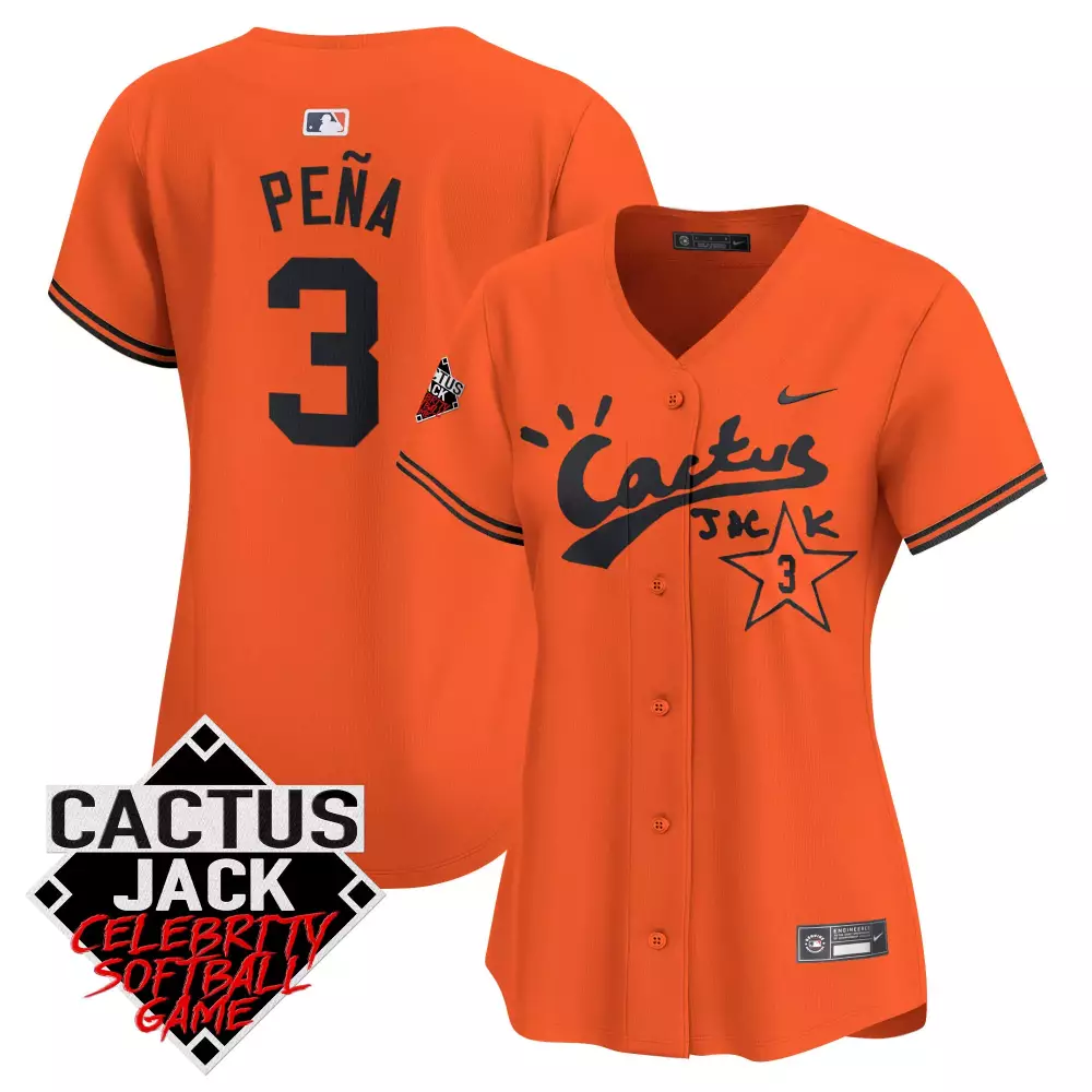 Pea Celebrity 3 Cactus Jack Jersey Orange Softball Game Men Navy All Stitched Vapor