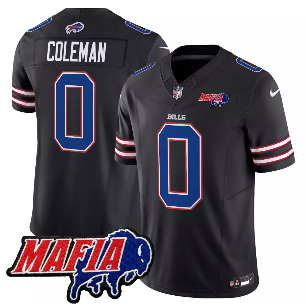 Keon Coleman Buffalo Bills Jersey Black Mafia Men Player White Blue Red Vapor Limited
