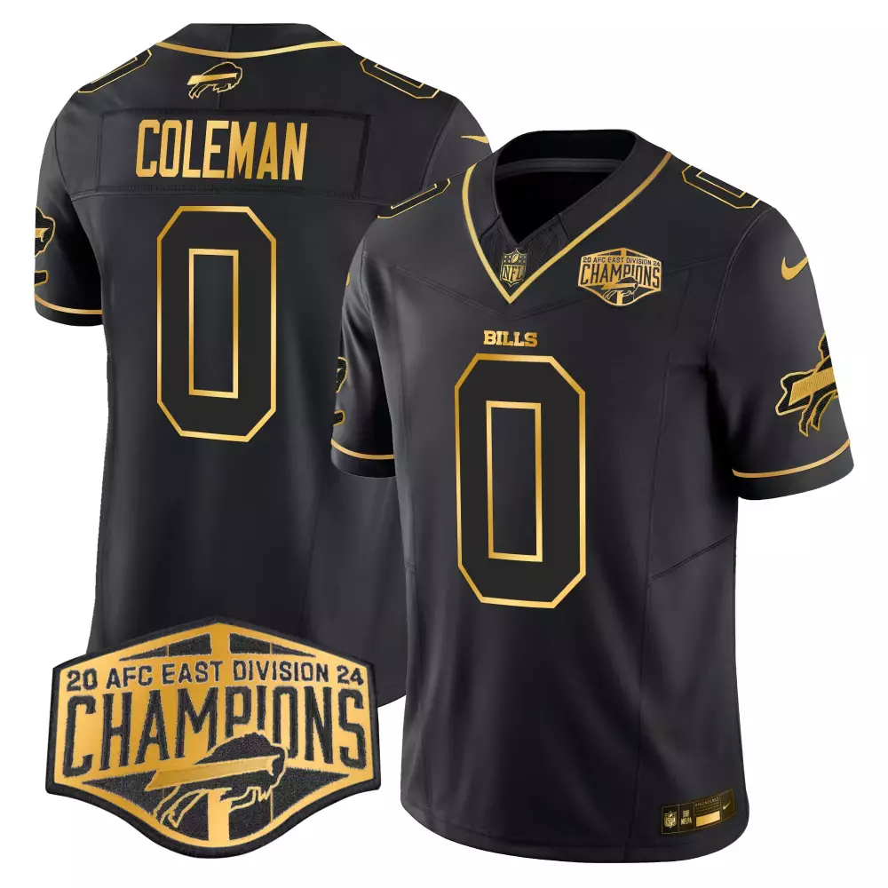 Keon Coleman Buffalo Bills Jersey Black Men Gold Vapor Limited All Stitched