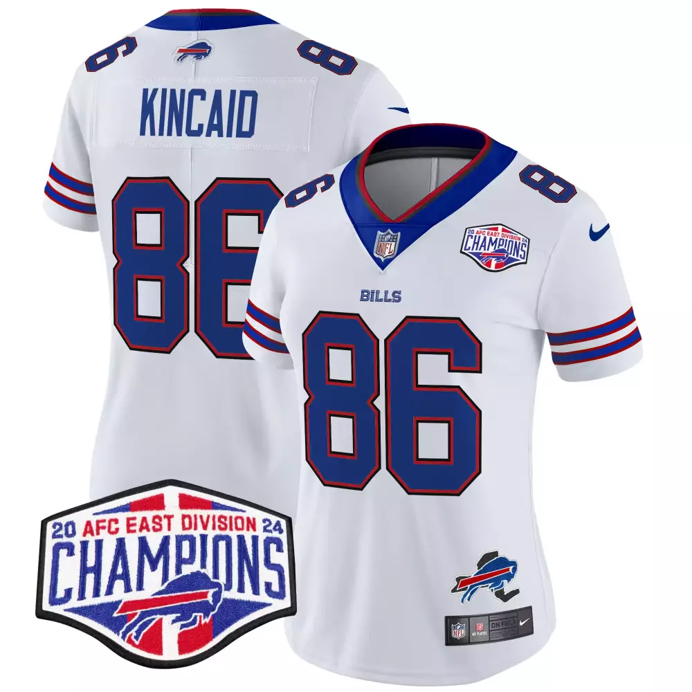 Dalton Kincaid 86 Bills Jersey White Men Player Blue Red Vapor Limited All Stitched