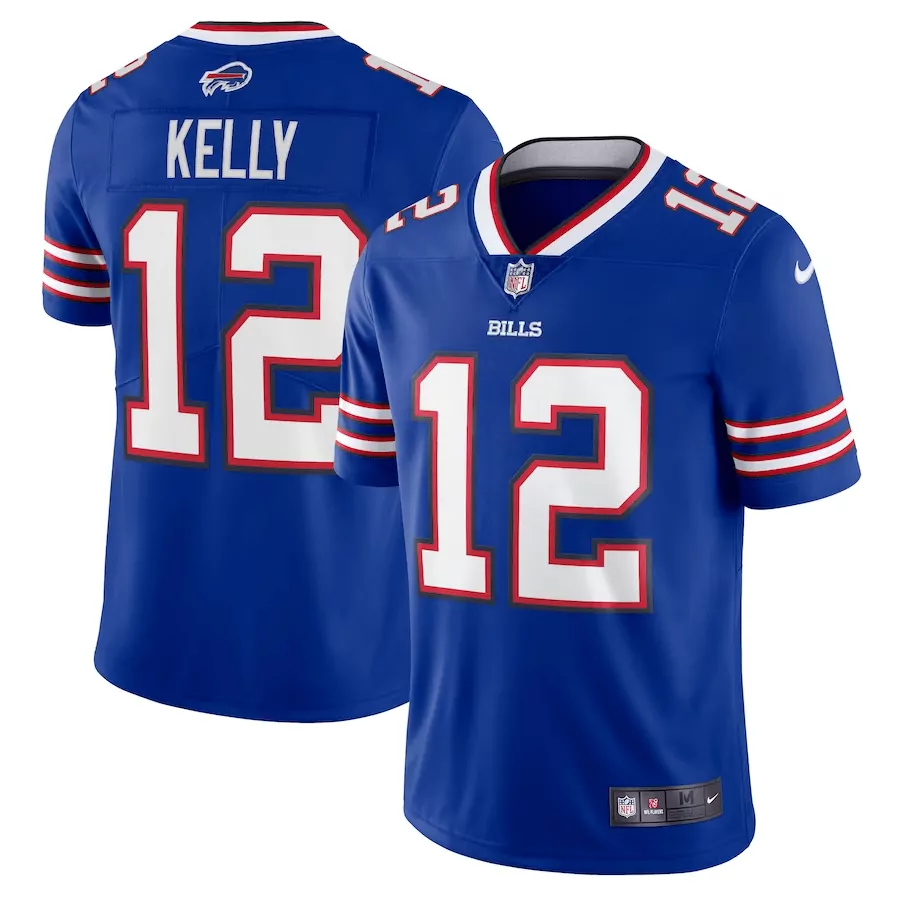 Jim Kelly 12 Bills Jersey Blue Men Official White Red All Stitched Vapor