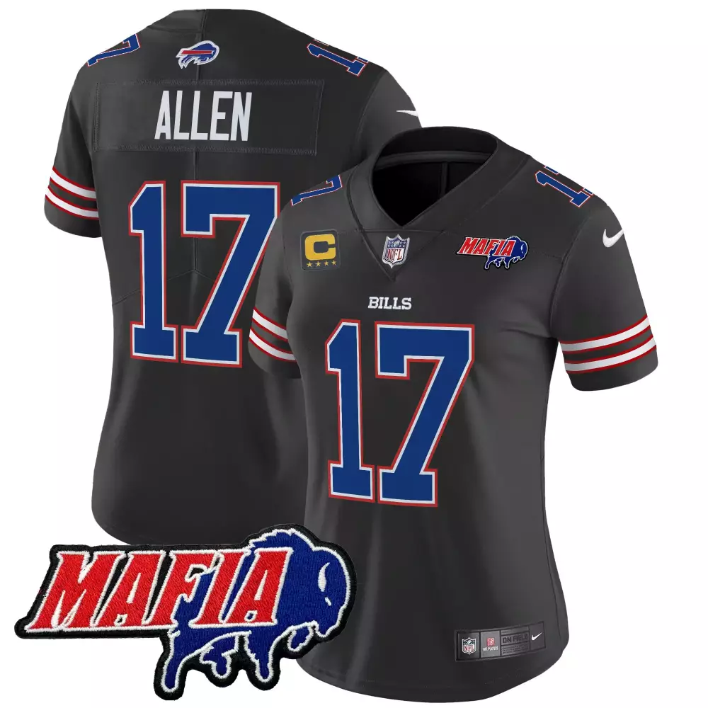 Josh Allen 17 Bills Jersey Black Mafia 2023 Men Player Blue White Red Vapor Limited