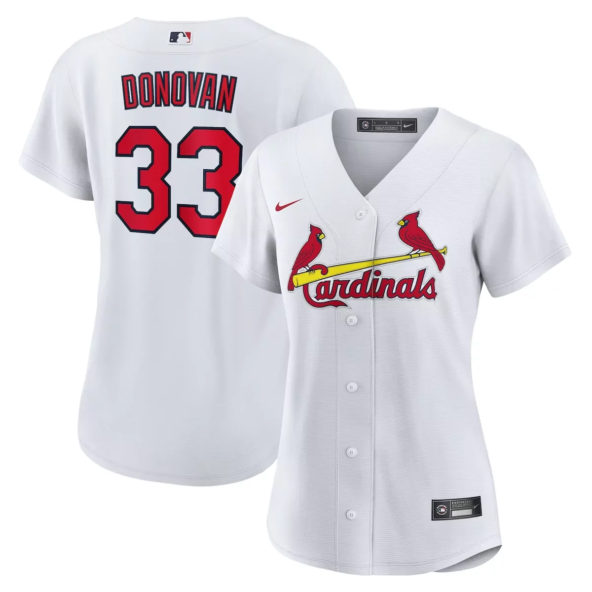 Brendan Donovan 33 Cardinals Jersey White Women Red Yellow Home