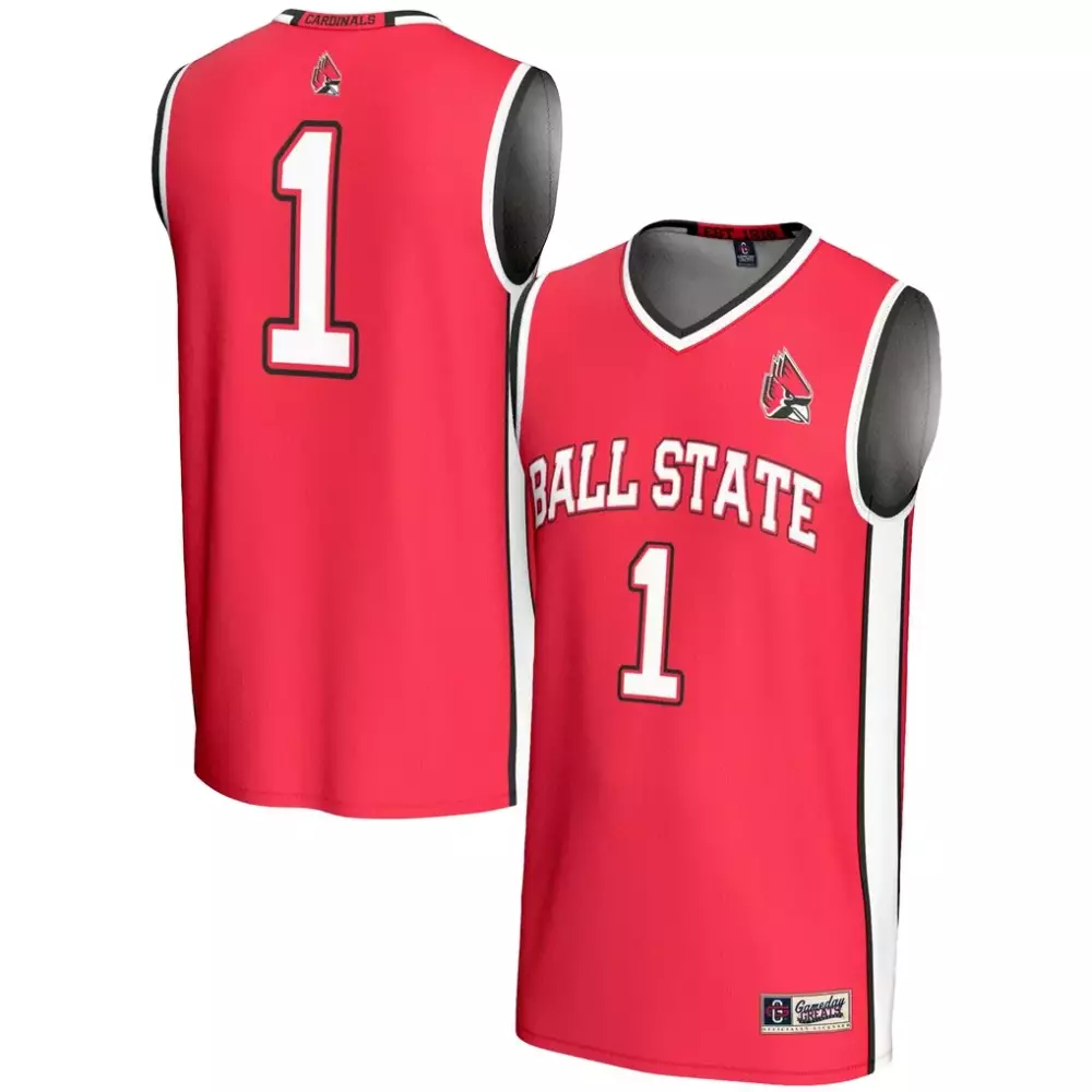 Ball State 1 Jersey Red Men White Black Gameday Unisex