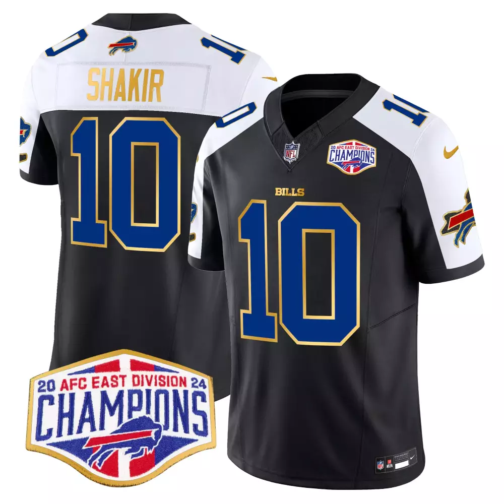 Khalil Shakir 10 Buffalo Bills Jersey Black AFC East Division Champions 2024 Men