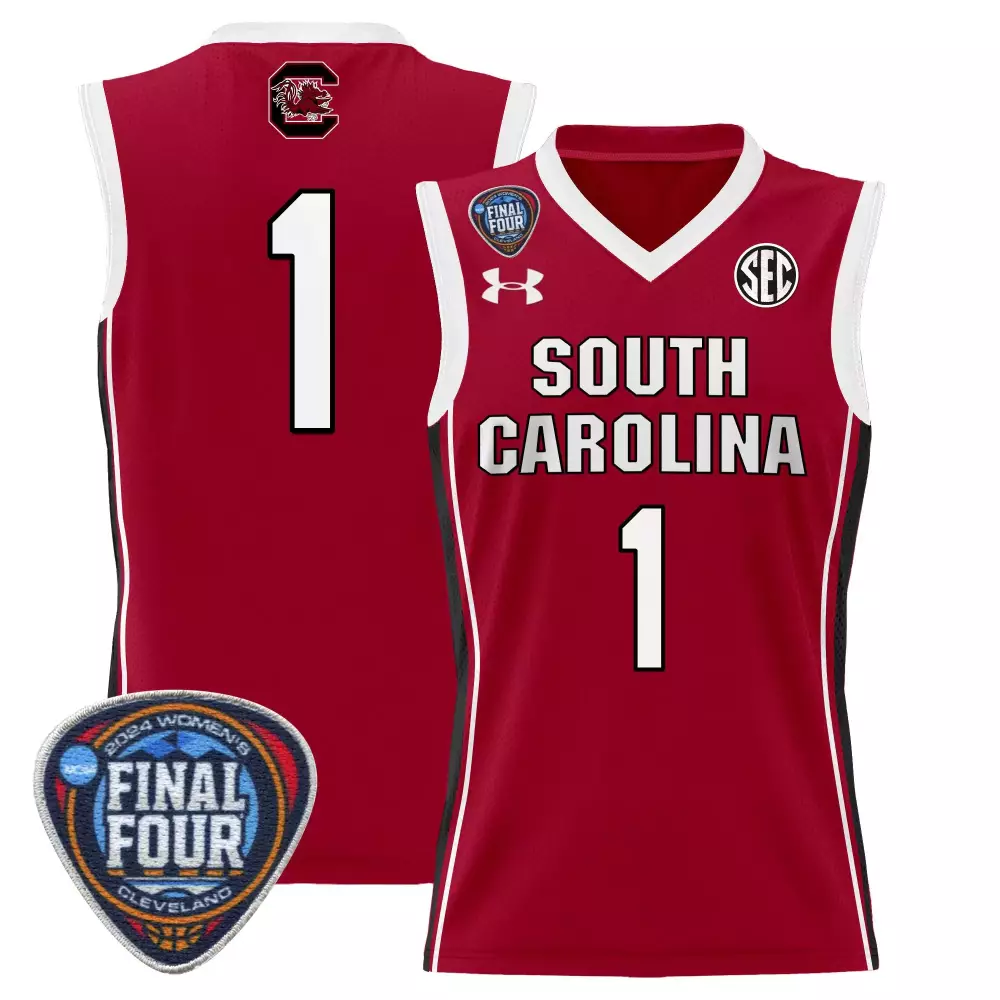 Custom South Carolina Gamecocks 1 Jersey Cardinal Red 2024 Women's Final Four Women
