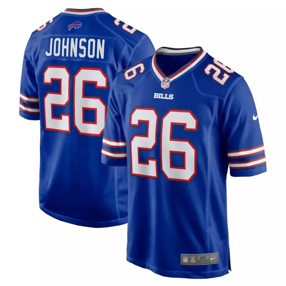Ty Johnson 26 Buffalo Bills Jersey Royal Blue Men NFL White Red Game