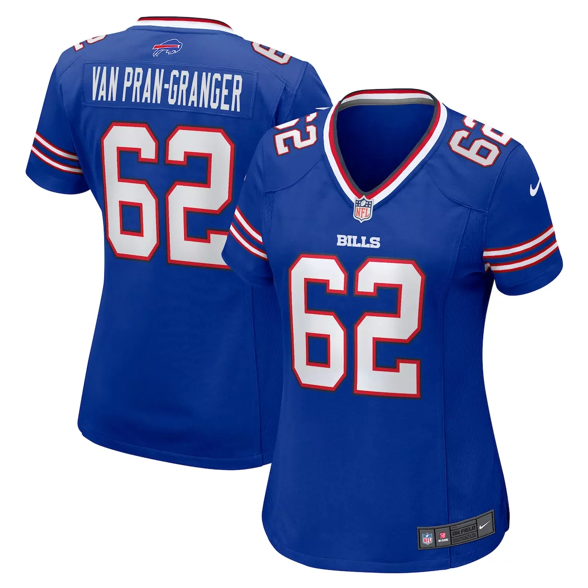 Sedrick Van 62 Bills Jersey Royal Blue Women Replica White Red Game