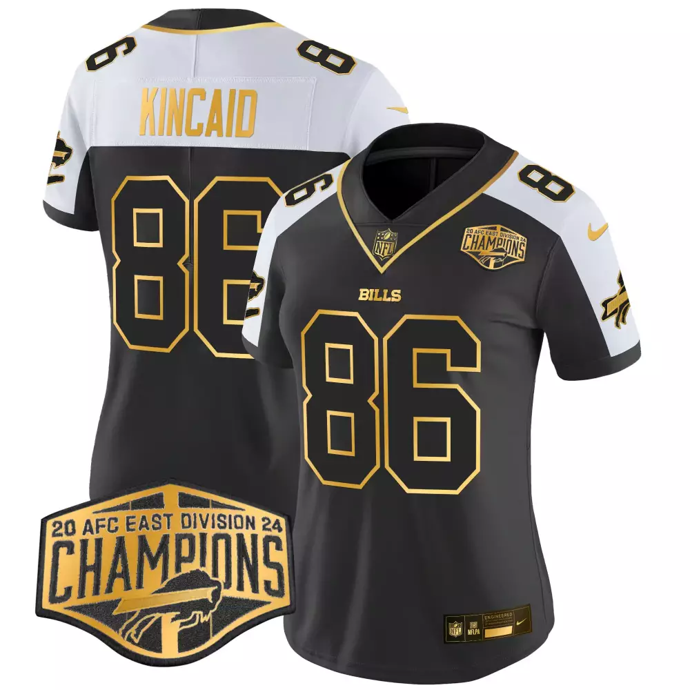 Dalton Kincaid 86 Bills Jersey Black Men Alternate White Gold Vapor Limited All Stitched