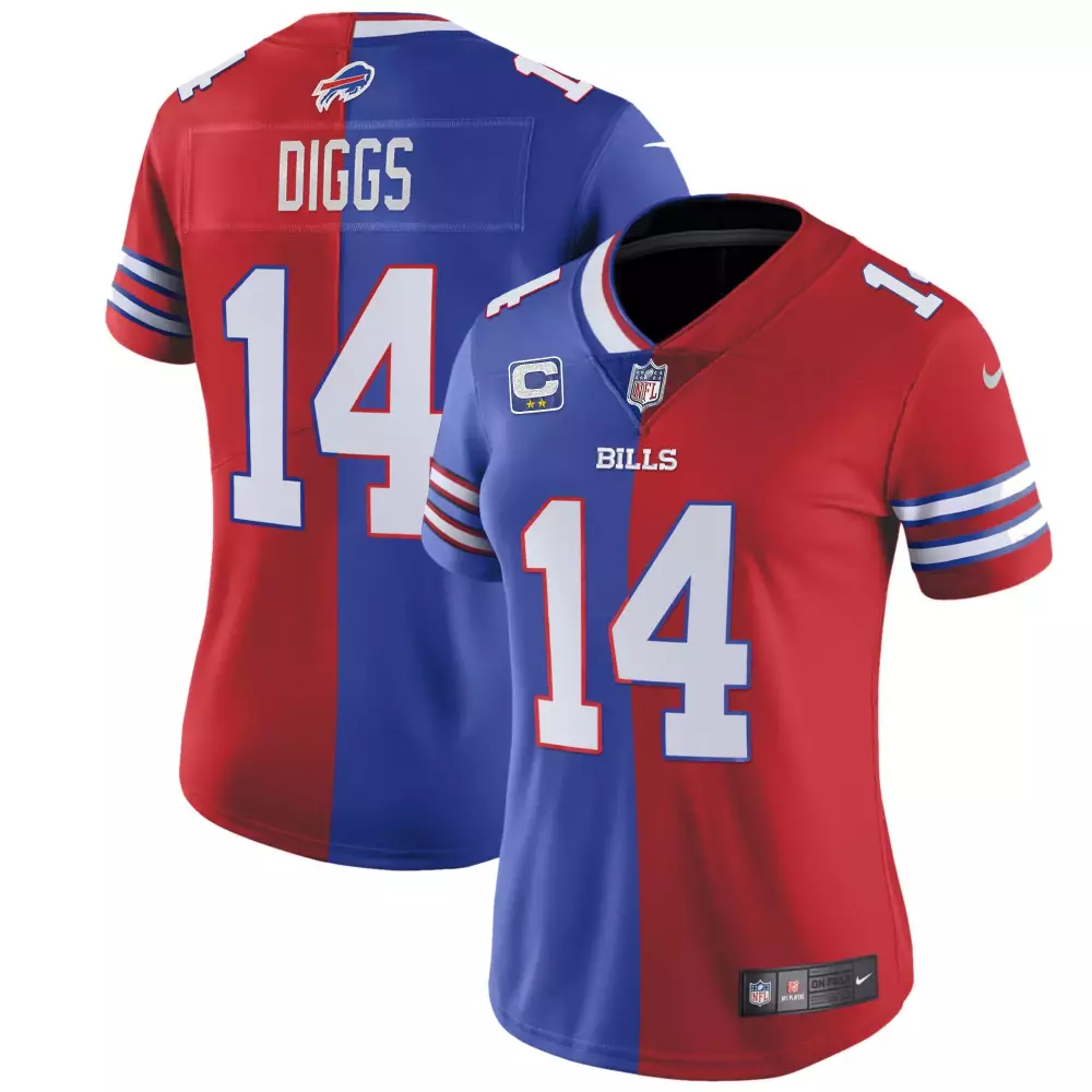 Stefon Diggs 14 Buffalo Bills Jersey Red Men Split Blue White All Stitched