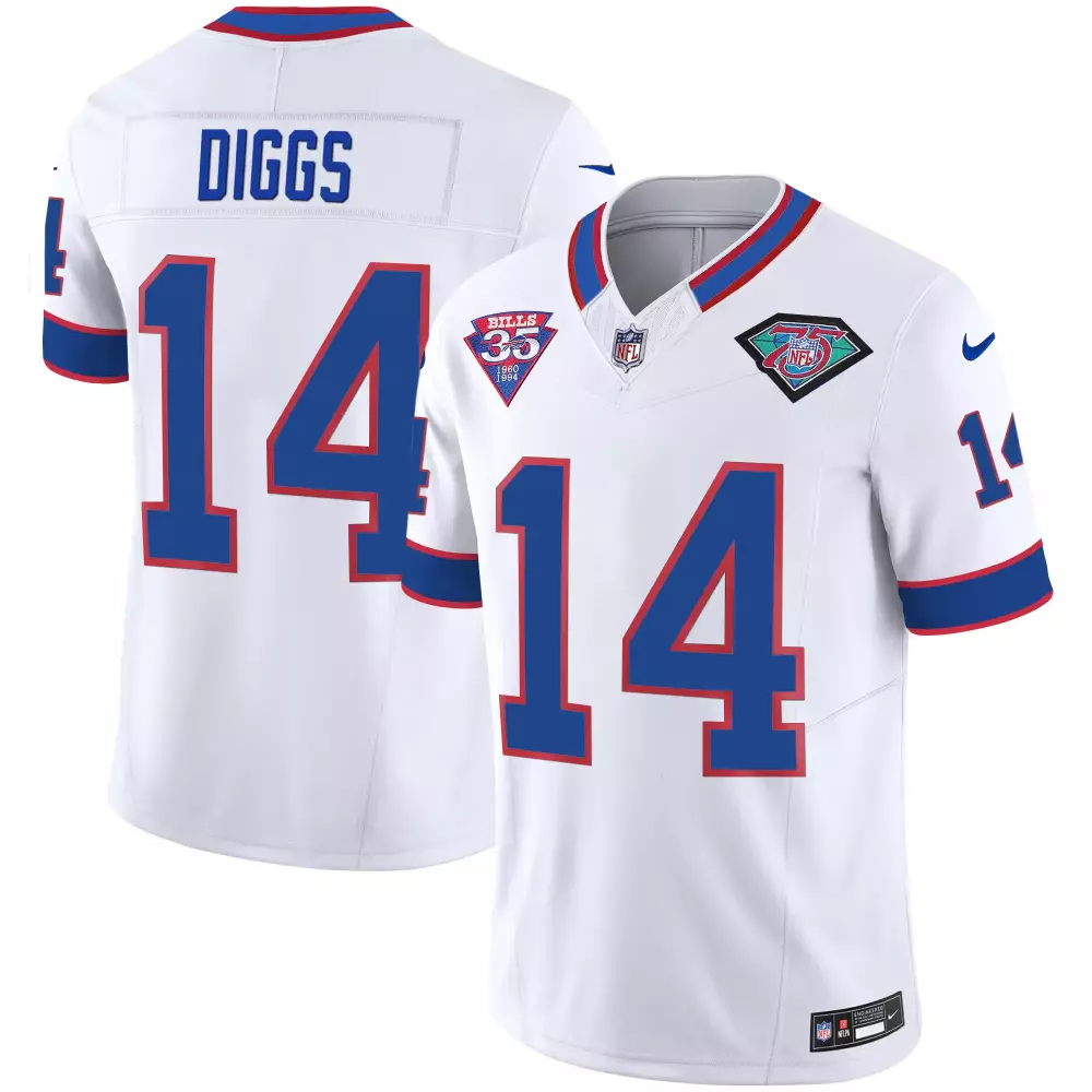 Stefon Diggs 14 Buffalo Bills Jersey White 75th Anniversary 35th 2021 Men Official