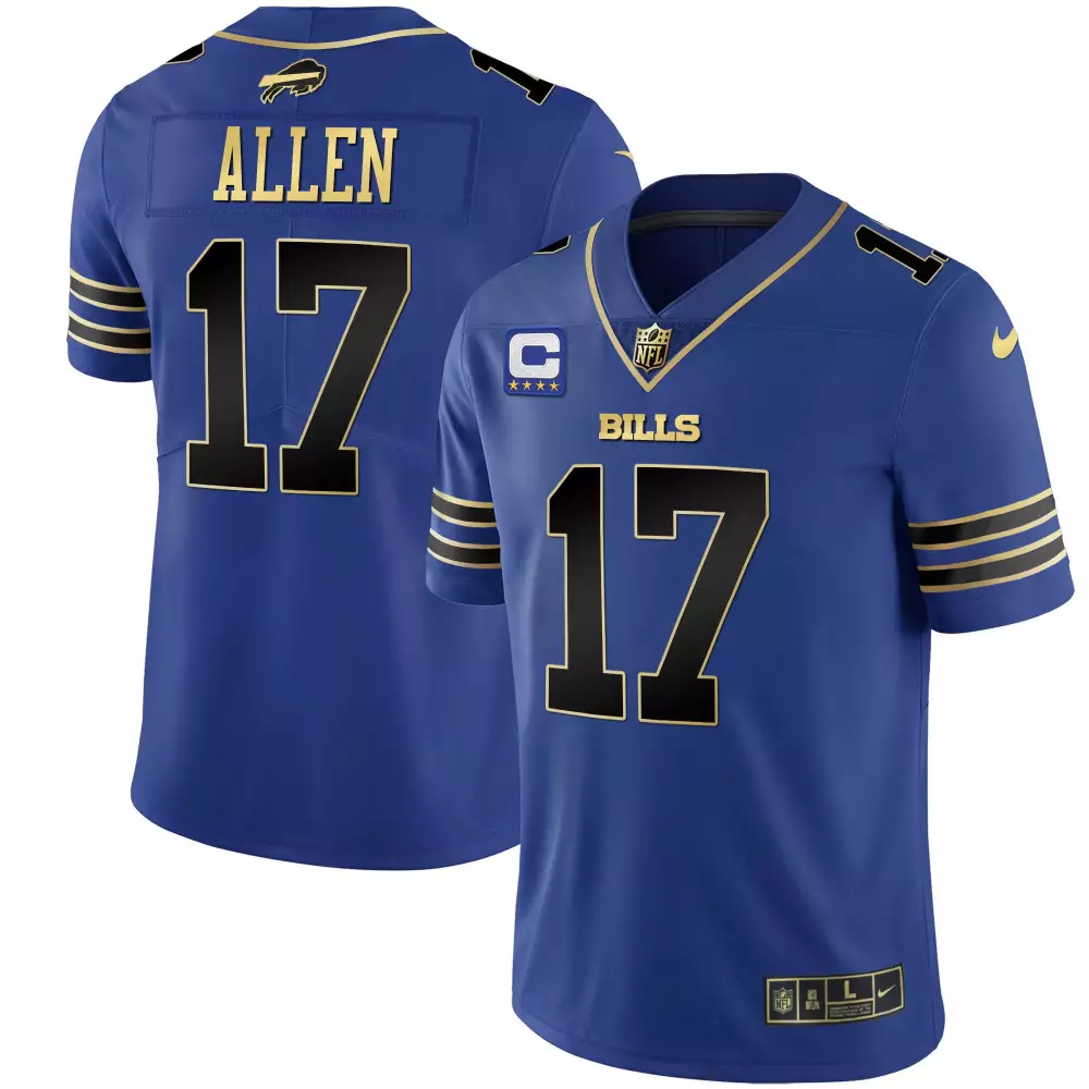 Josh Allen 17 Bills Jersey Royal Blue Men Gold Black All Stitched Vapor