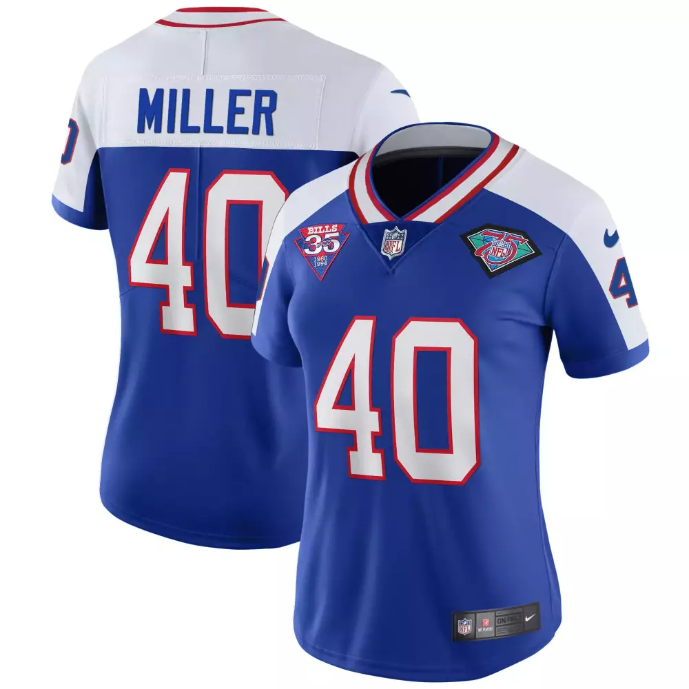 Von Miller 40 Bills Jersey Blue Women Replica White Red All Stitched Vapor