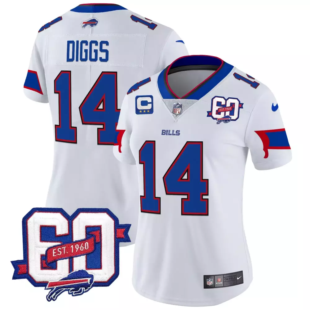 Stefon Diggs 14 Bills Jersey White 60th Anniversary Men Alternate Blue Red Vapor