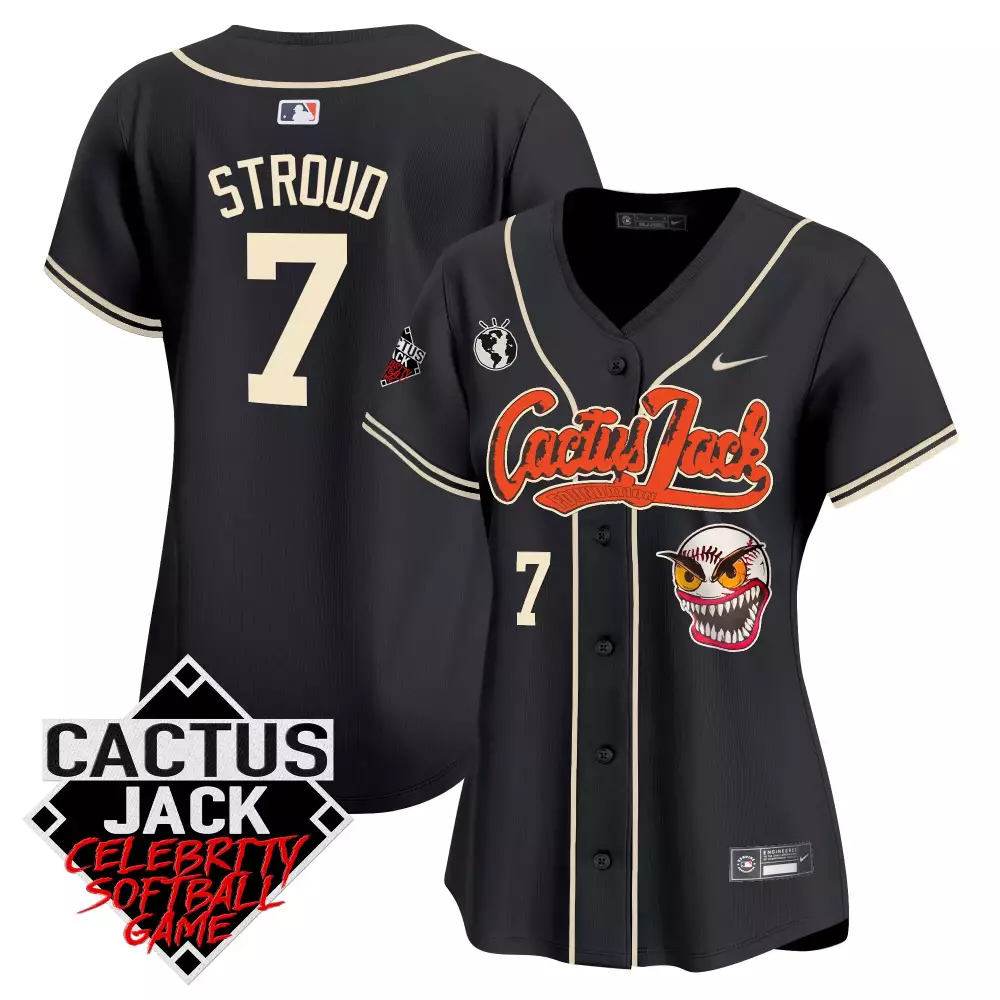 Stroud 7 Cactus Jack Jersey Black Celebrity Softball Game 2023 Women Cream Orange