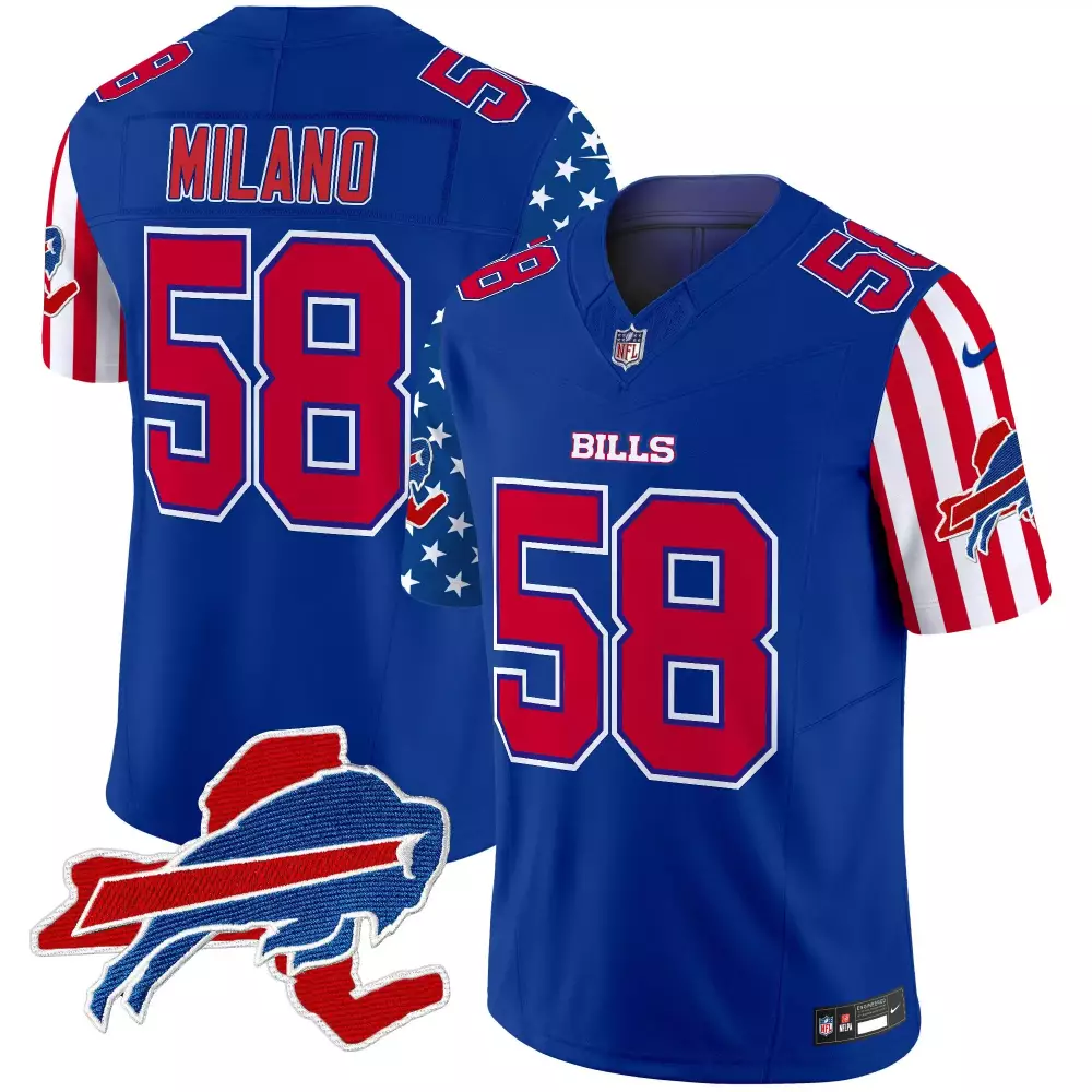Matt Milano 58 Buffalo Bills Jersey Royal Blue USA Equipment Tag Men Alternate Split Design
