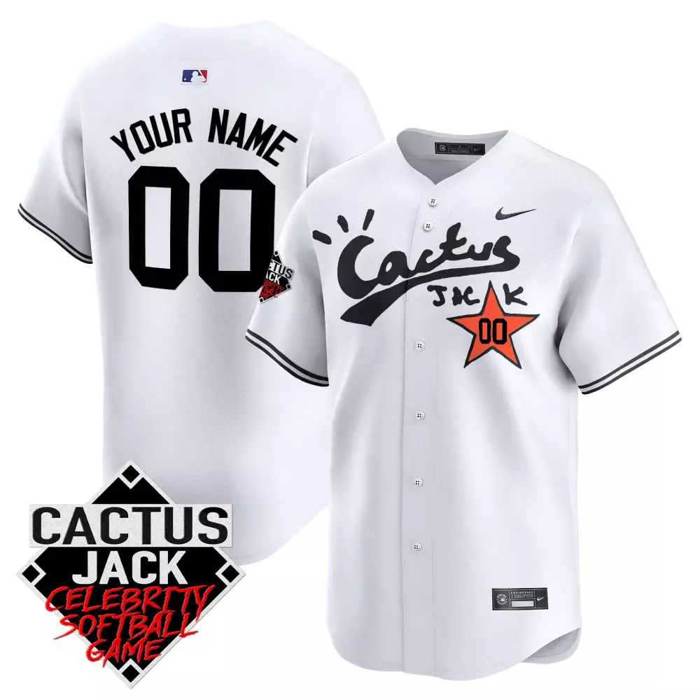 Custom Cactus Jack Jersey White Celebrity Softball Game Black Orange All Stitched