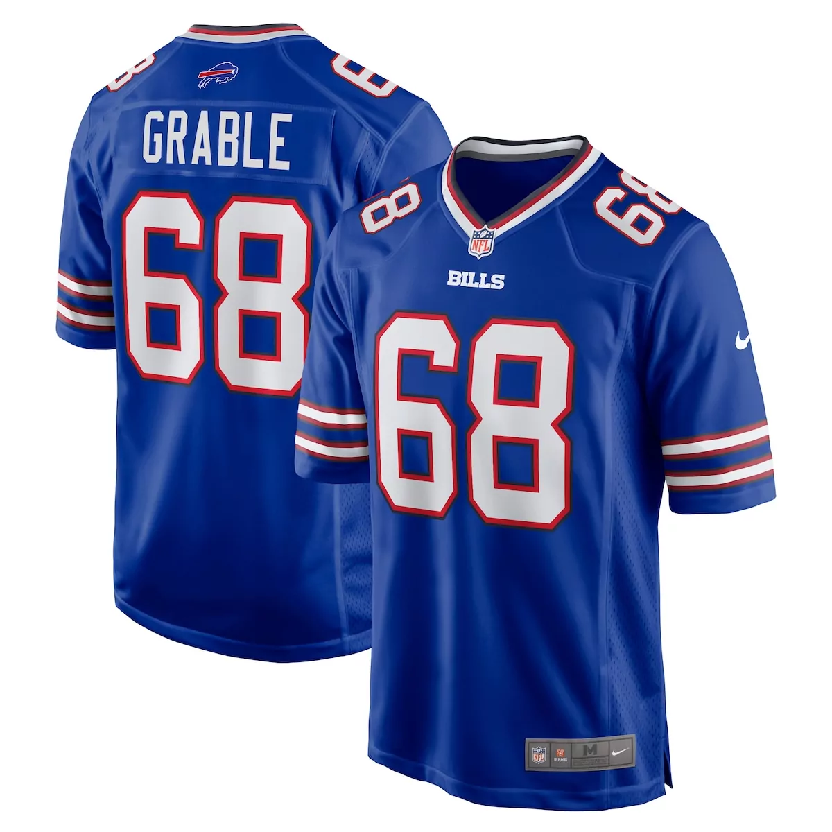 Tylan Grable 68 Bills Jersey Blue Men White Red Game