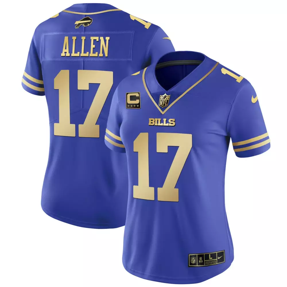 Josh Allen 17 Buffalo Bills Jersey Royal Blue Women Gold Vapor All Stitched