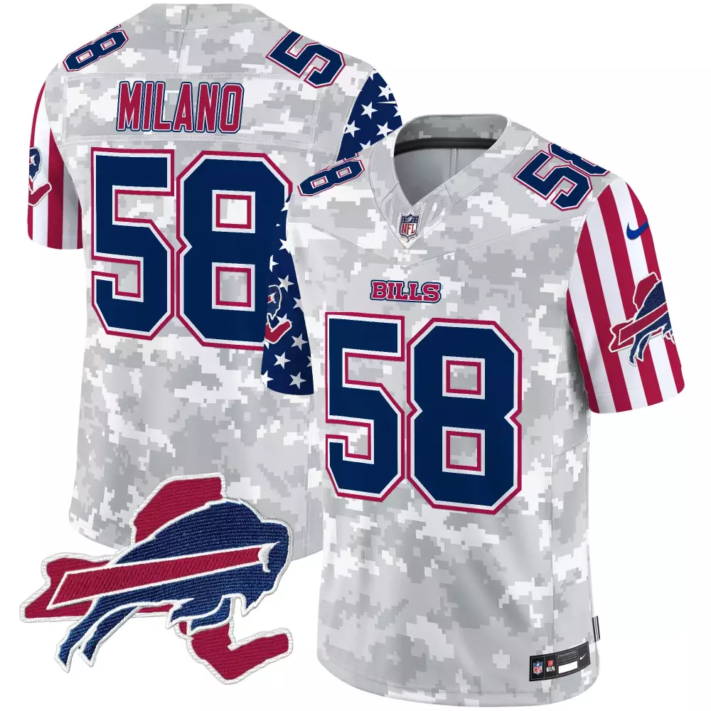 Matt Milano 58 Buffalo Bills Jersey White Salute To Service Men Alternate Custom Design