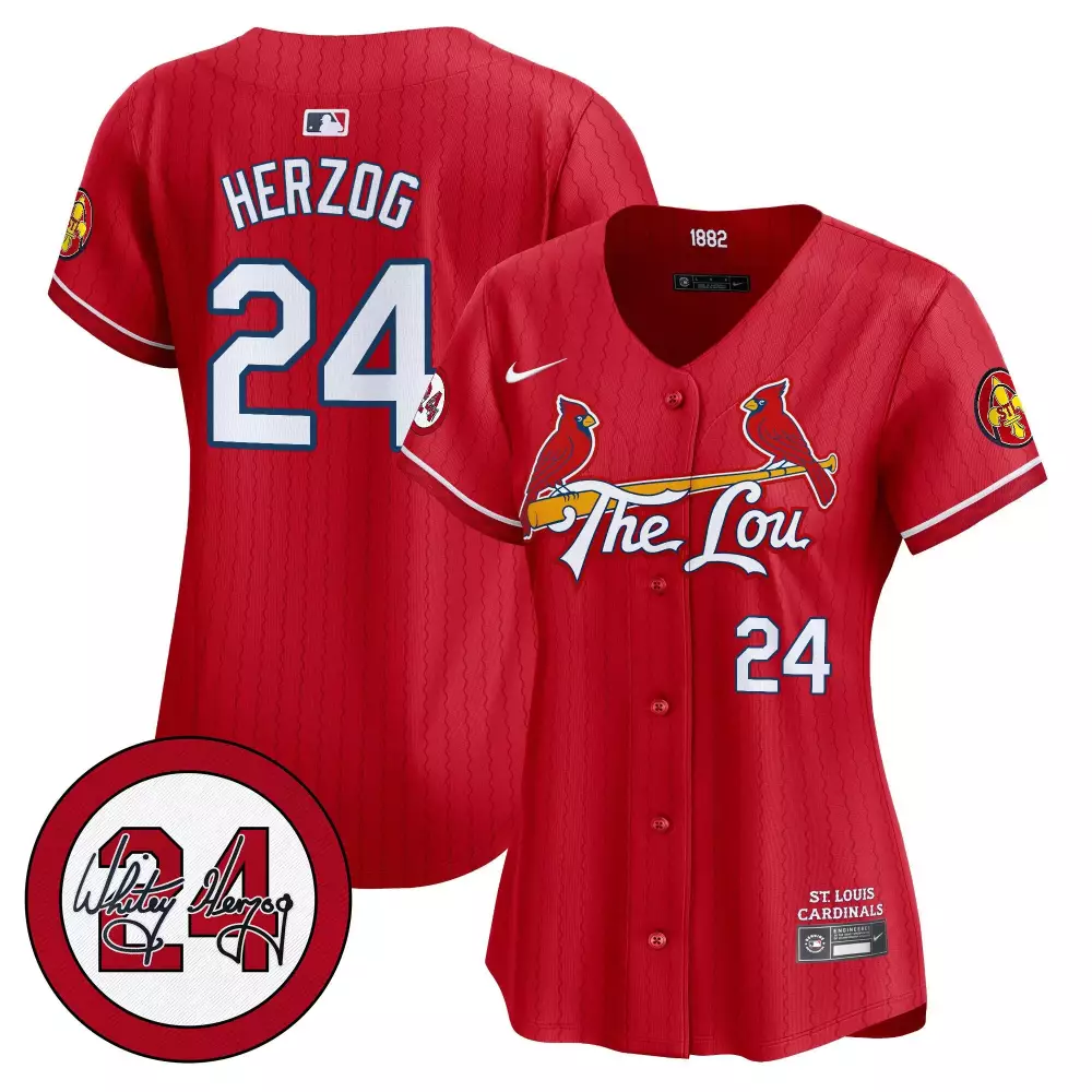 Whitey Herzog 24 Jersey Red St. Louis Cardinals Replica White Blue Vapor Premier