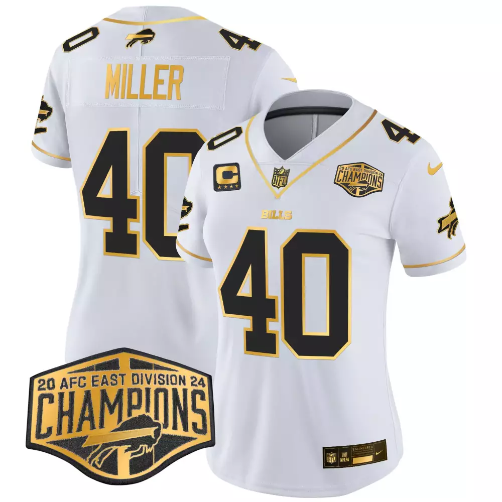 Von Miller 40 Bills Jersey White 2023 AFC East Division Champions Men Alternate Black