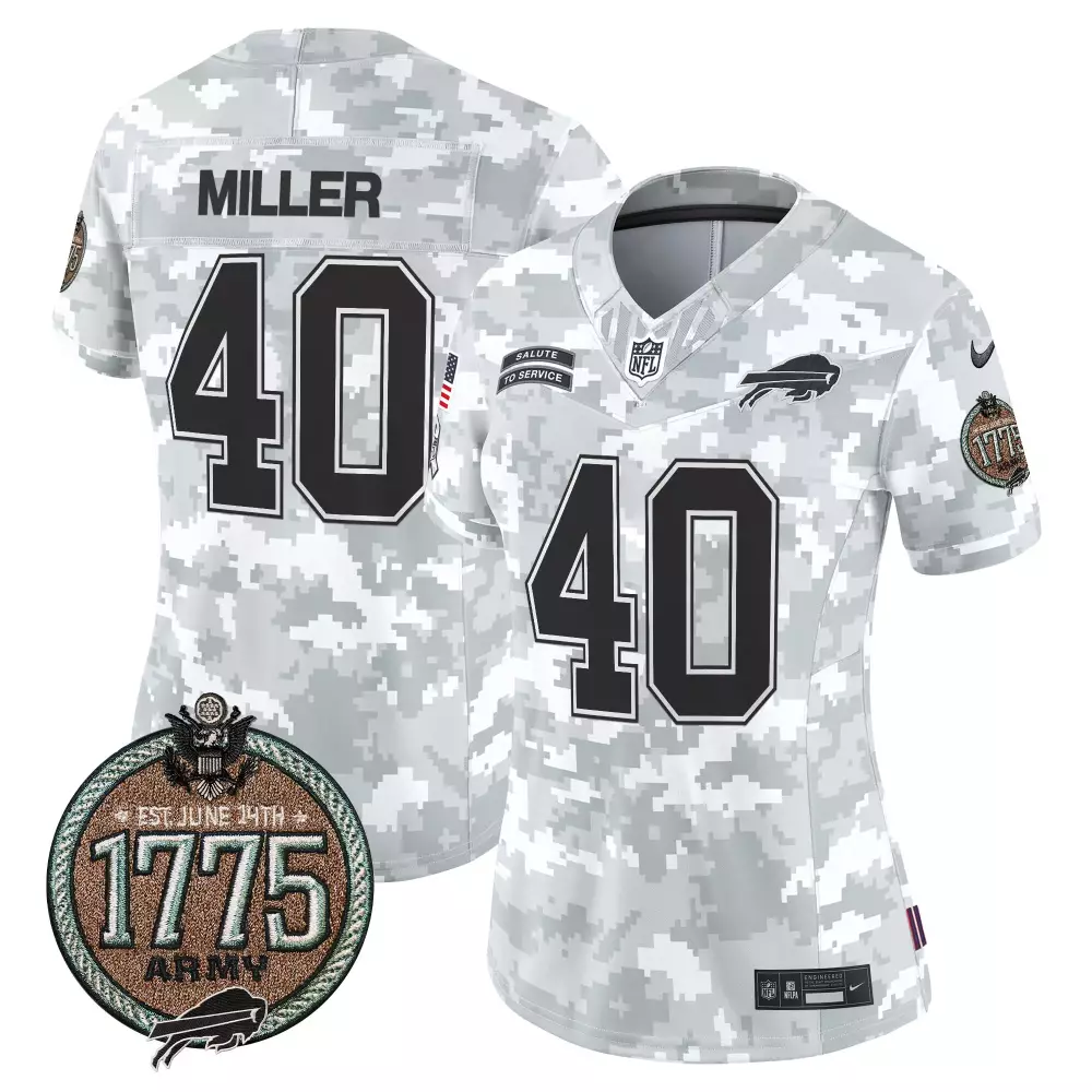 Von Miller 40 Buffalo Bills Jersey White Salute To Service 1775 Army Men Alternate