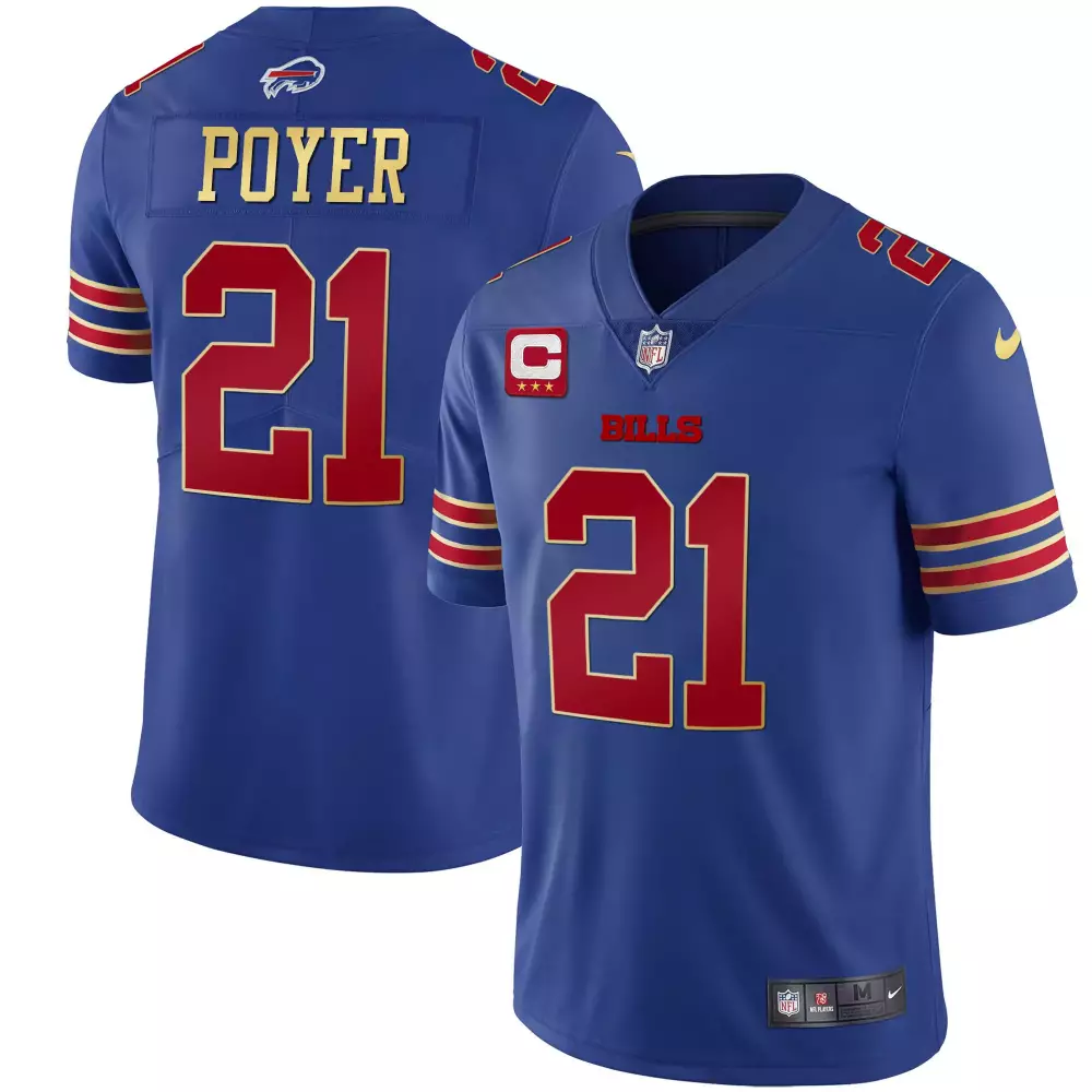 Poyer 21 Buffalo Bills Jersey Blue Men Short Sleeve Red Gold Vapor All Stitched
