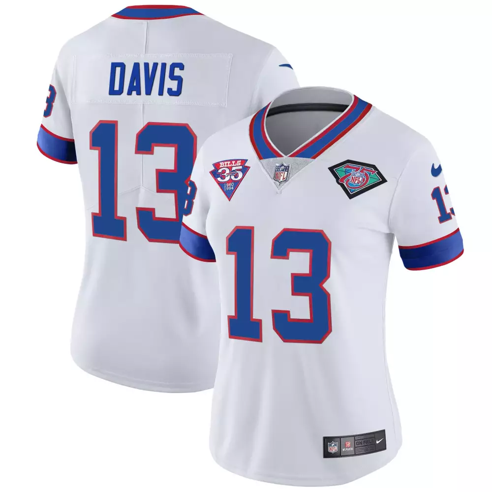 Ray Davis 13 Buffalo Bills Jersey White 100th Season 35th Anniversary Women Alternate