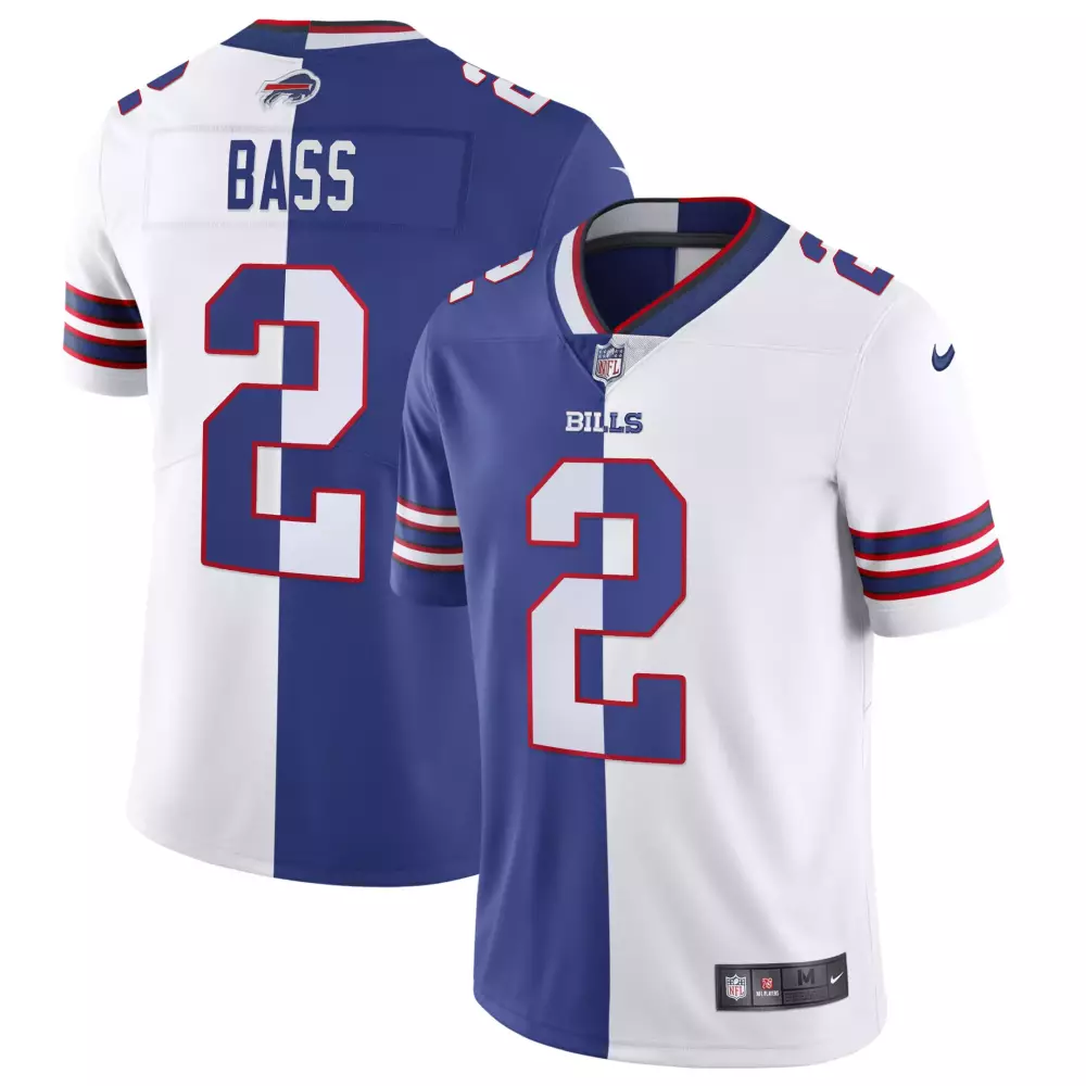 Tyler Bass 2 Buffalo Bills Jersey Blue Men NFL Split Design White Red All Stitched