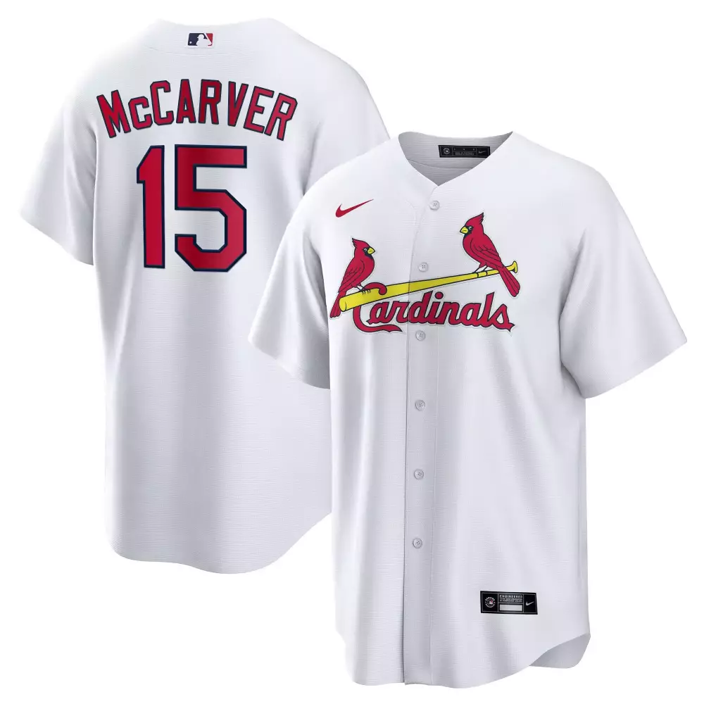 Tim Mccarver 15 Cardinals Jersey White Men Red Yellow Cool Base All Stitched