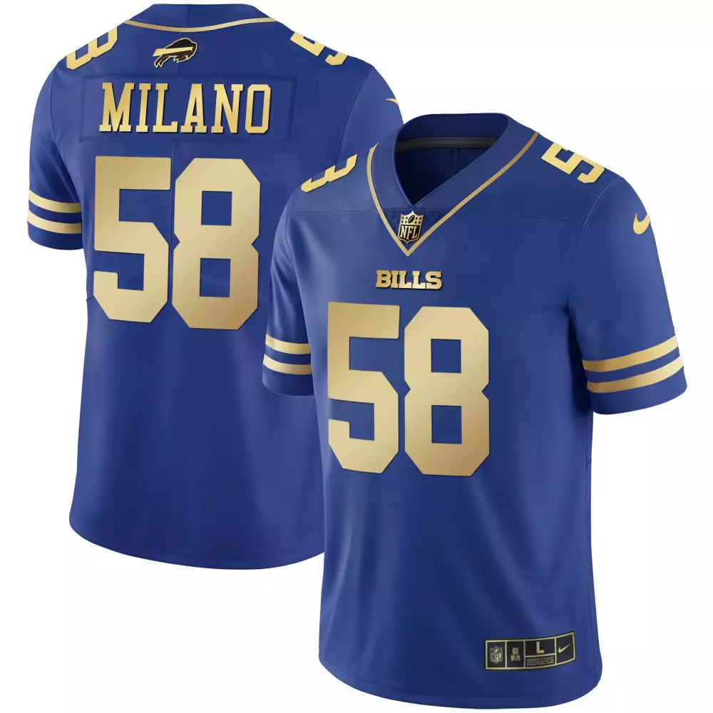 Matt Milano 58 Buffalo Bills Jersey Royal Blue Men Replica Gold All Stitched Vapor