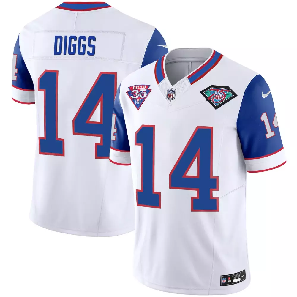 Stefon Diggs 14 Bills Jersey White 75th Anniversary 35th Men Standard Blue Red Throwback