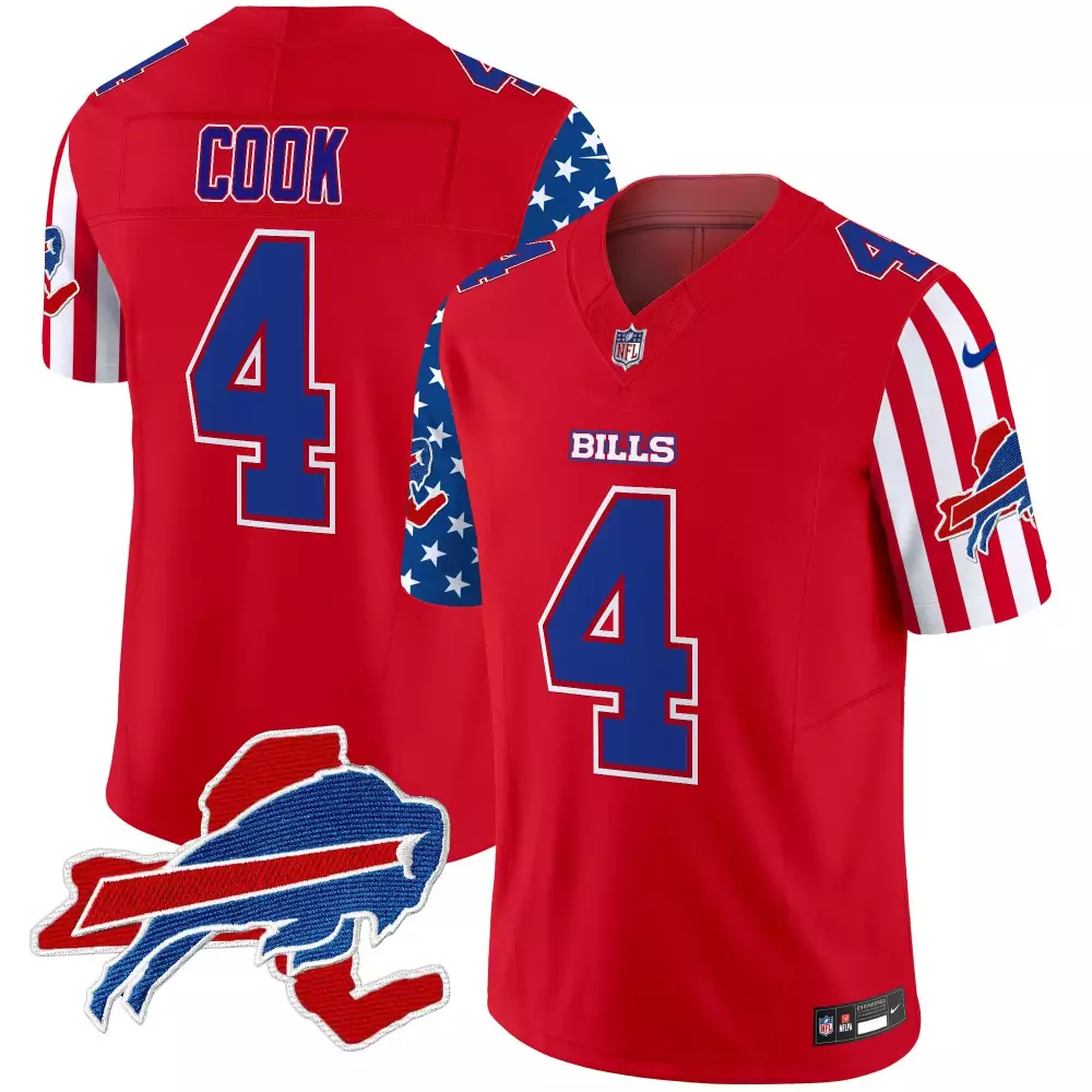 James Cook 4 Buffalo Bills Jersey Red Salute To Service Men Alternate Split Design