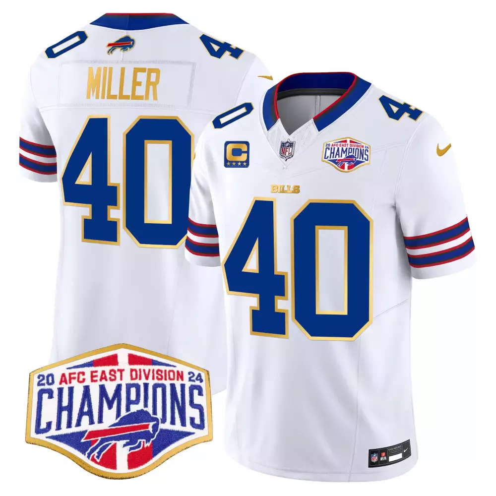 Von Miller 40 Bills Jersey White AFC East Division Champions 2020 Men Blue Red Vapor
