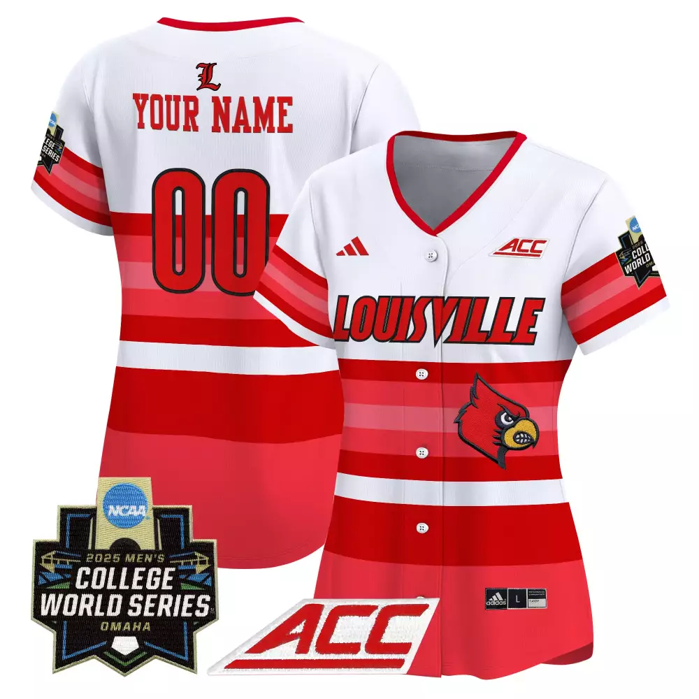 Custom Louisville Cardinals Jersey White 2025 Men's College World Series Women Split