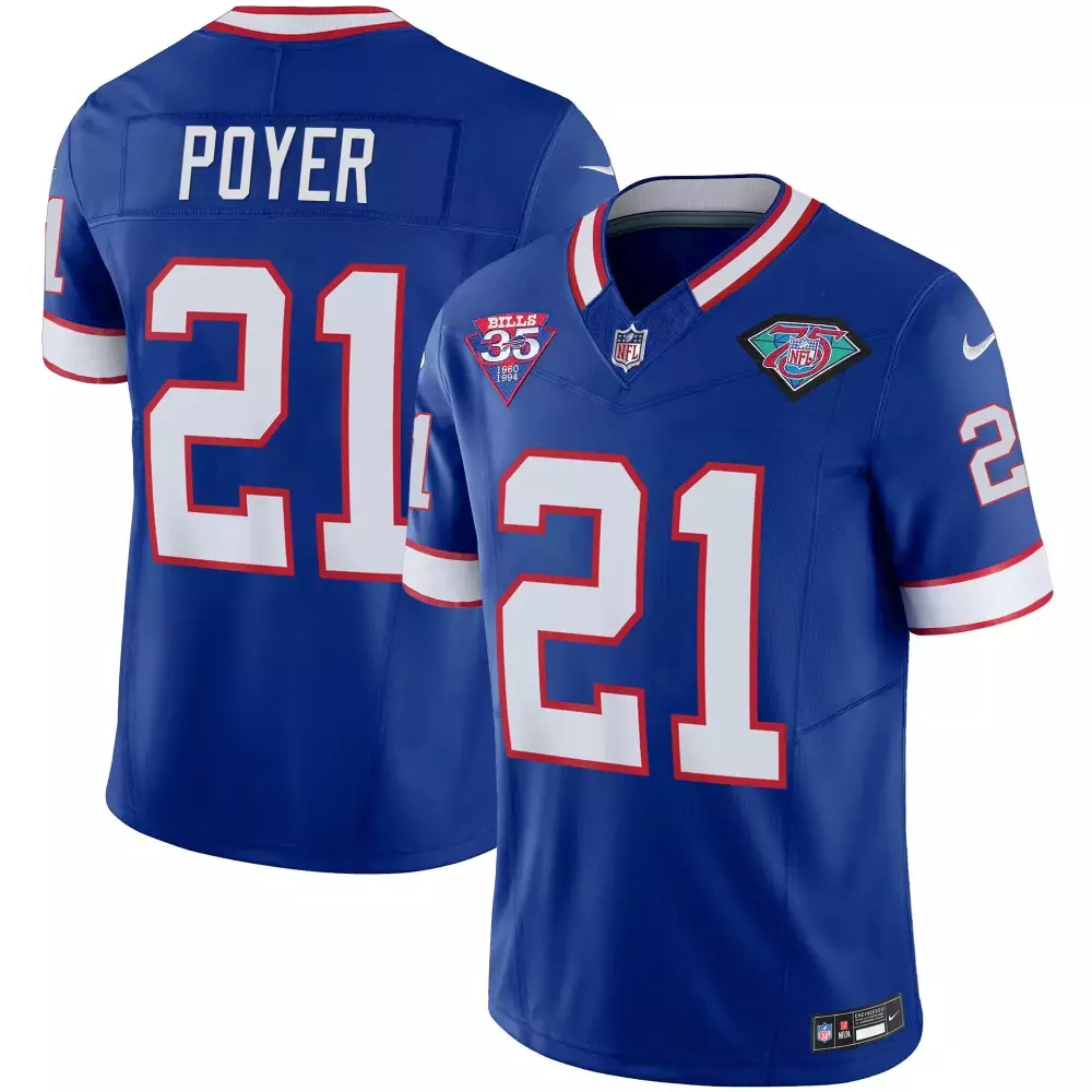 Poyer 21 Bills Jersey Blue 75th Anniversary Men Replica White Red All Stitched Vapor