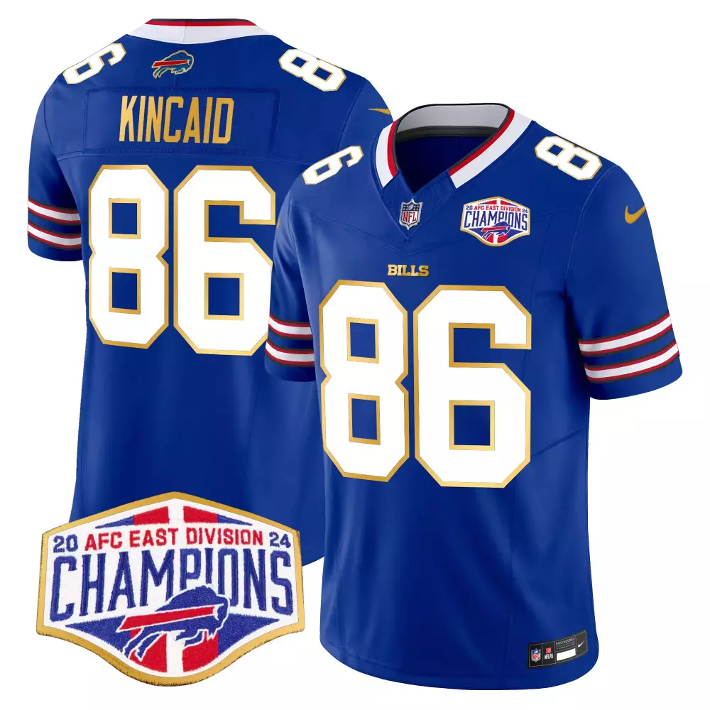 Dalton Kincaid 86 Bills Jersey Royal Blue 2023 AFC East Division Champions Men Player