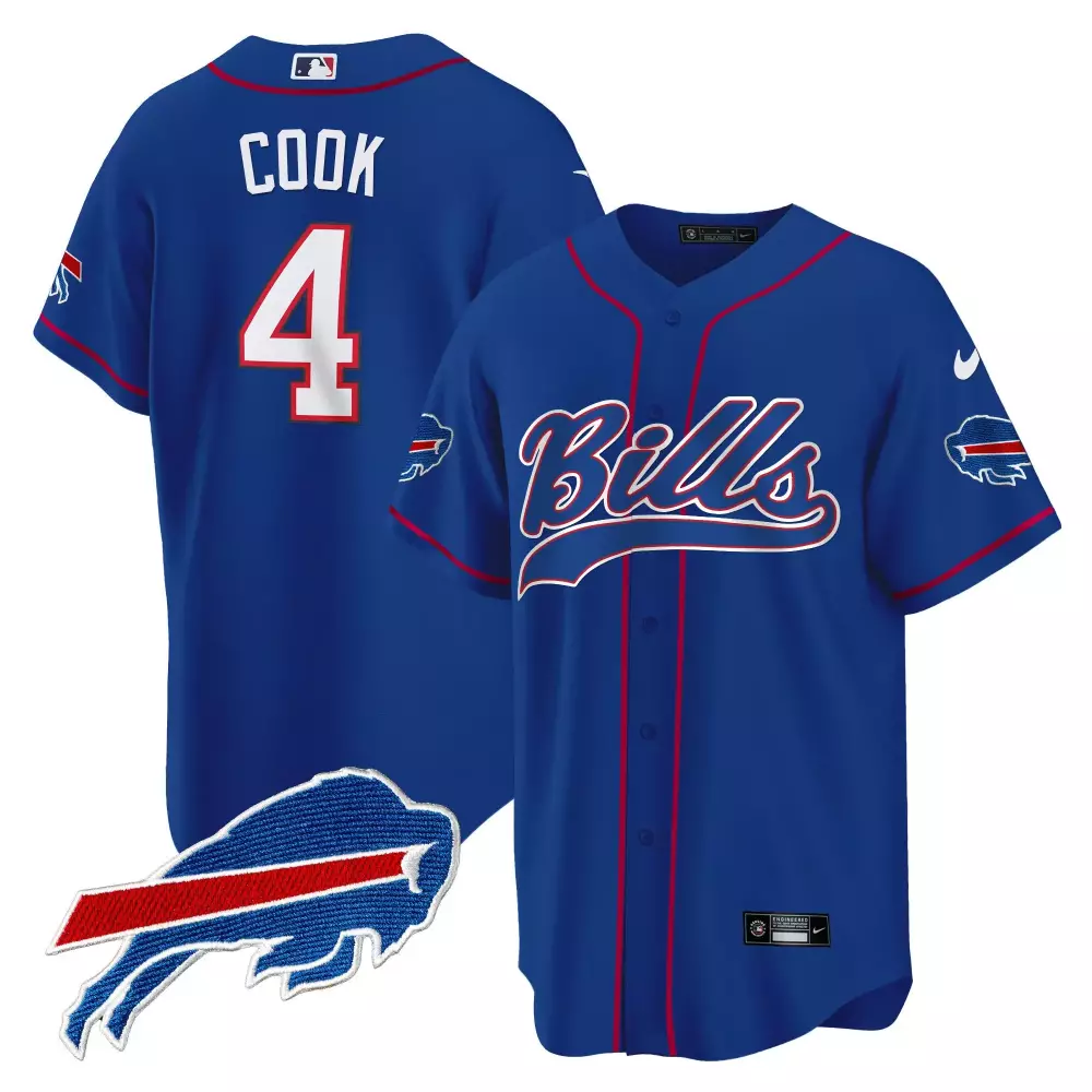 James Cook 4 Bills Jersey Blue Buffalo Men Red White All Stitched