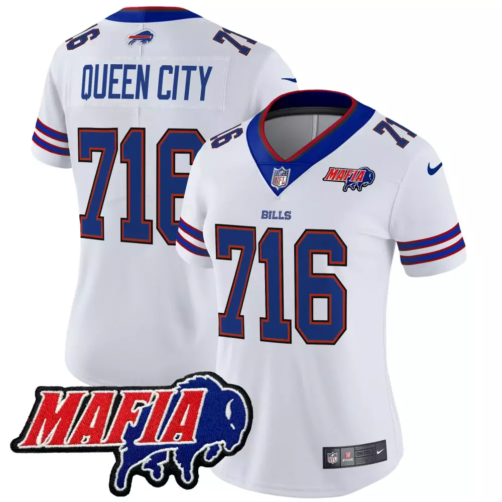 Queen City Buffalo Bills Jersey White Mafia Men Replica Blue Red Stitched Vapor