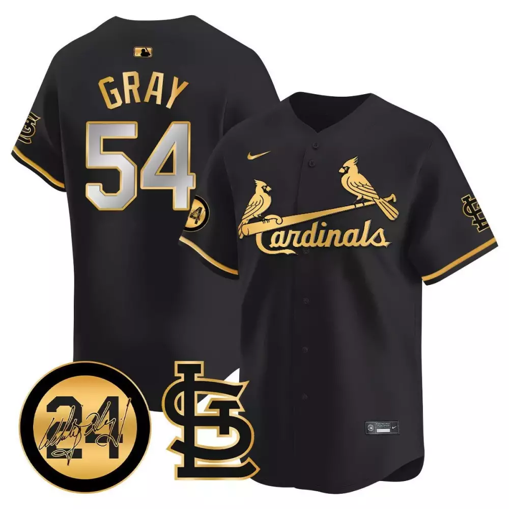 Sonny Gray 54 Cardinals Jersey Black 2024 Men Gold Silver Vapor Premier Limited All