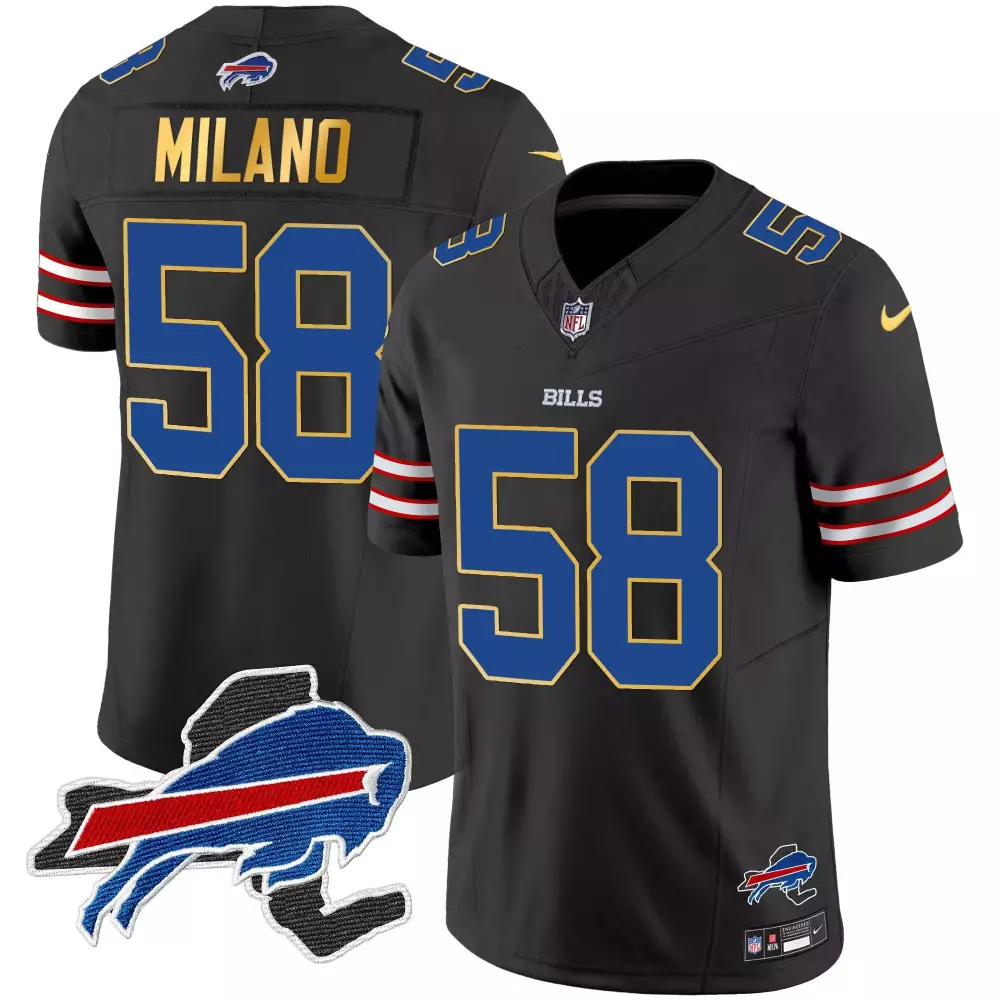 Matt Milano 58 Buffalo Bills Jersey Black Men Alternate Blue Gold White Red Vapor