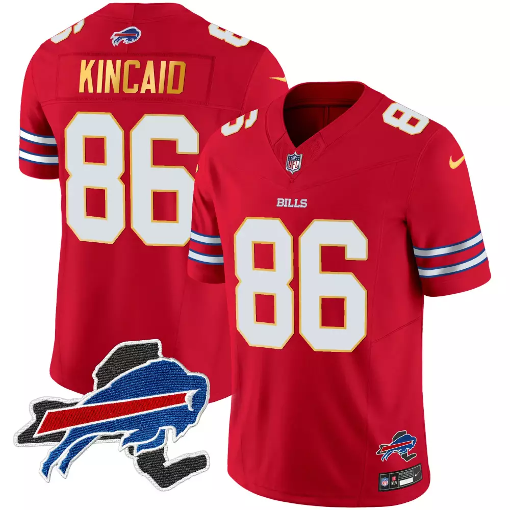 Dalton Kincaid 86 Bills Jersey Red Men White Blue Vapor All Stitched