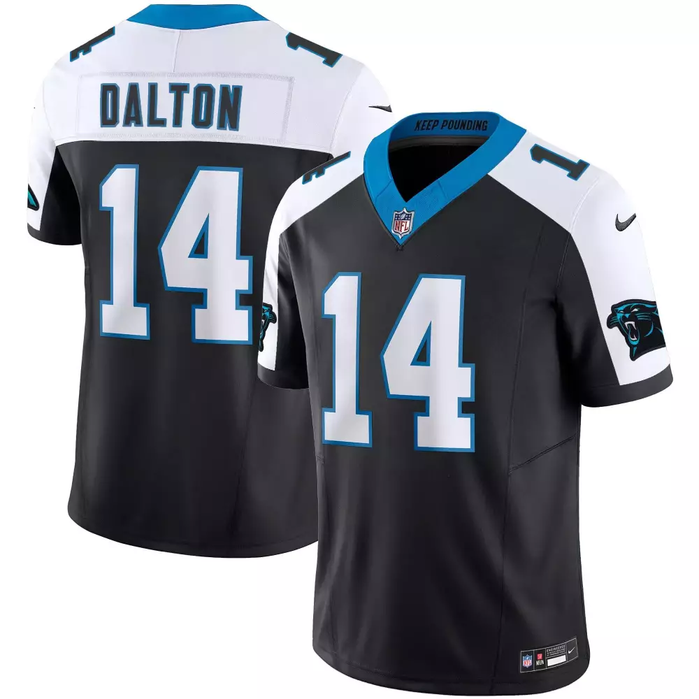 Andy Dalton 14 Carolina Panthers Jersey Black Men Alternate White Blue Light Vapor