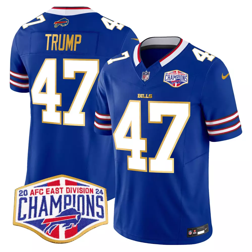 Donald Trump 47 Buffalo Bills Jersey Royal Blue Men White Red Gold Vapor Limited