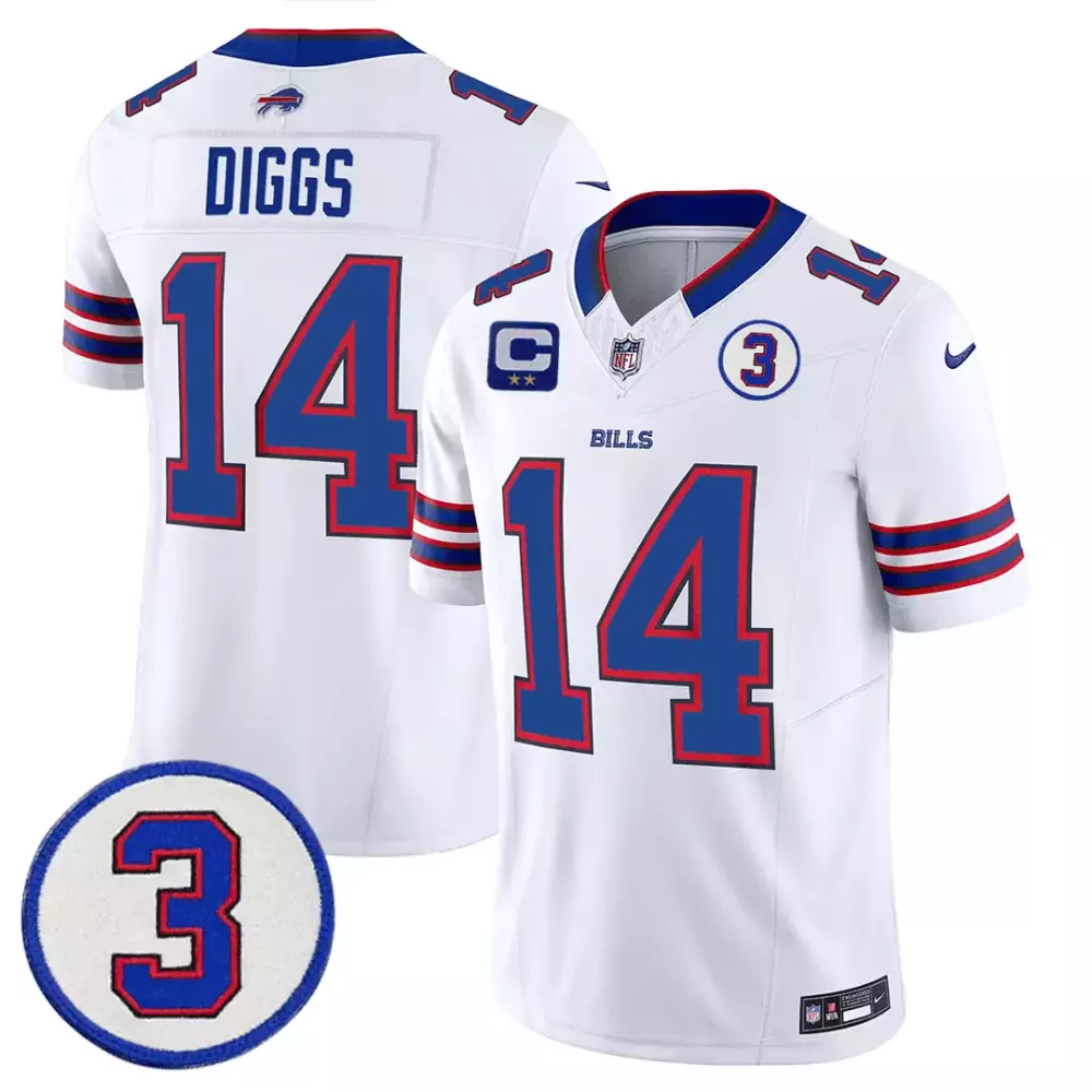 Stefon Diggs 14 Buffalo Bills Jersey White Stars Men Replica Blue Red Vapor Limited