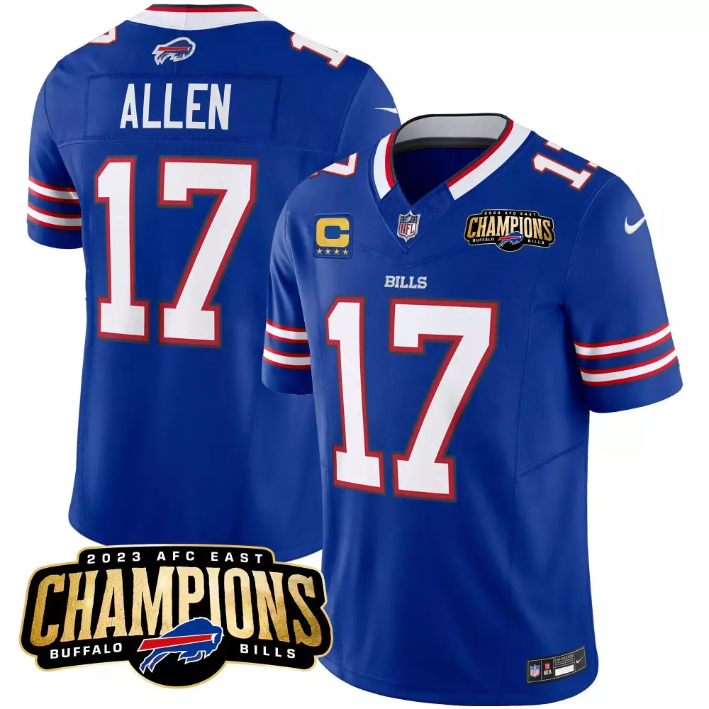Josh Allen 17 Buffalo Bills Jersey Royal Blue 2023 AFC East Champions Men Player
