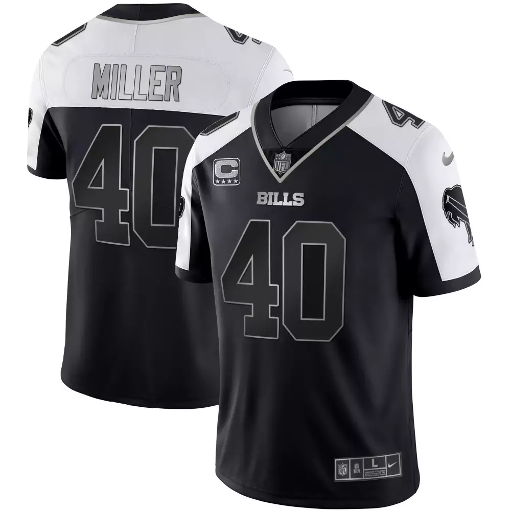Von Miller 40 Bills Jersey Black Men Player White Grey Vapor All Stitched